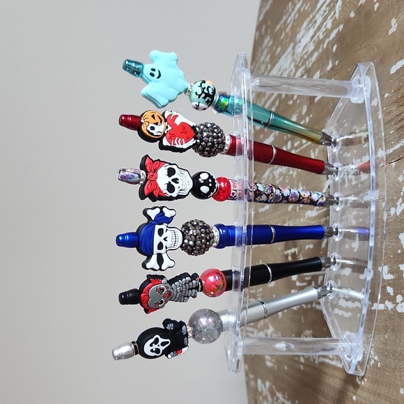 Handmade Halloween Beaded Pens with Bling Beads and Handpainted Beads - Picture 4 of 4